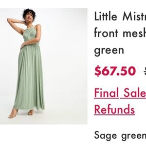 SAGE GREEN ASOS DRESS SIZE 4